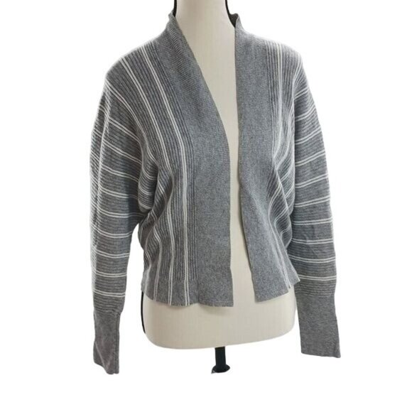 Express Cardigan Sweater Gray Striped Dolman Sleeve Ribbed Stretch Womens Size S - Picture 1 of 6